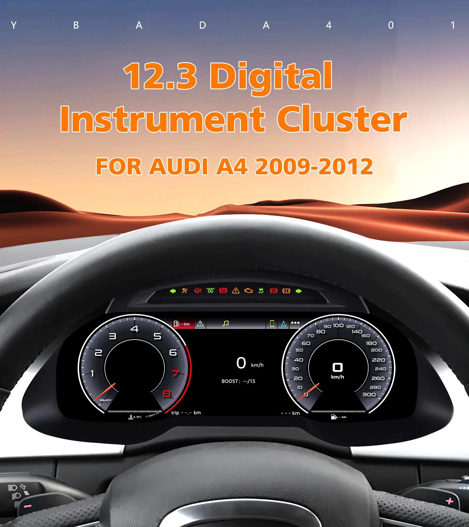 12,3-Zoll Hizpo Digitales Kombiinstrument für Audi A4 2009 - 2012 LCD-Anzeige Armaturenbrett Virtuelles Cockpit CarPlay Android Auto