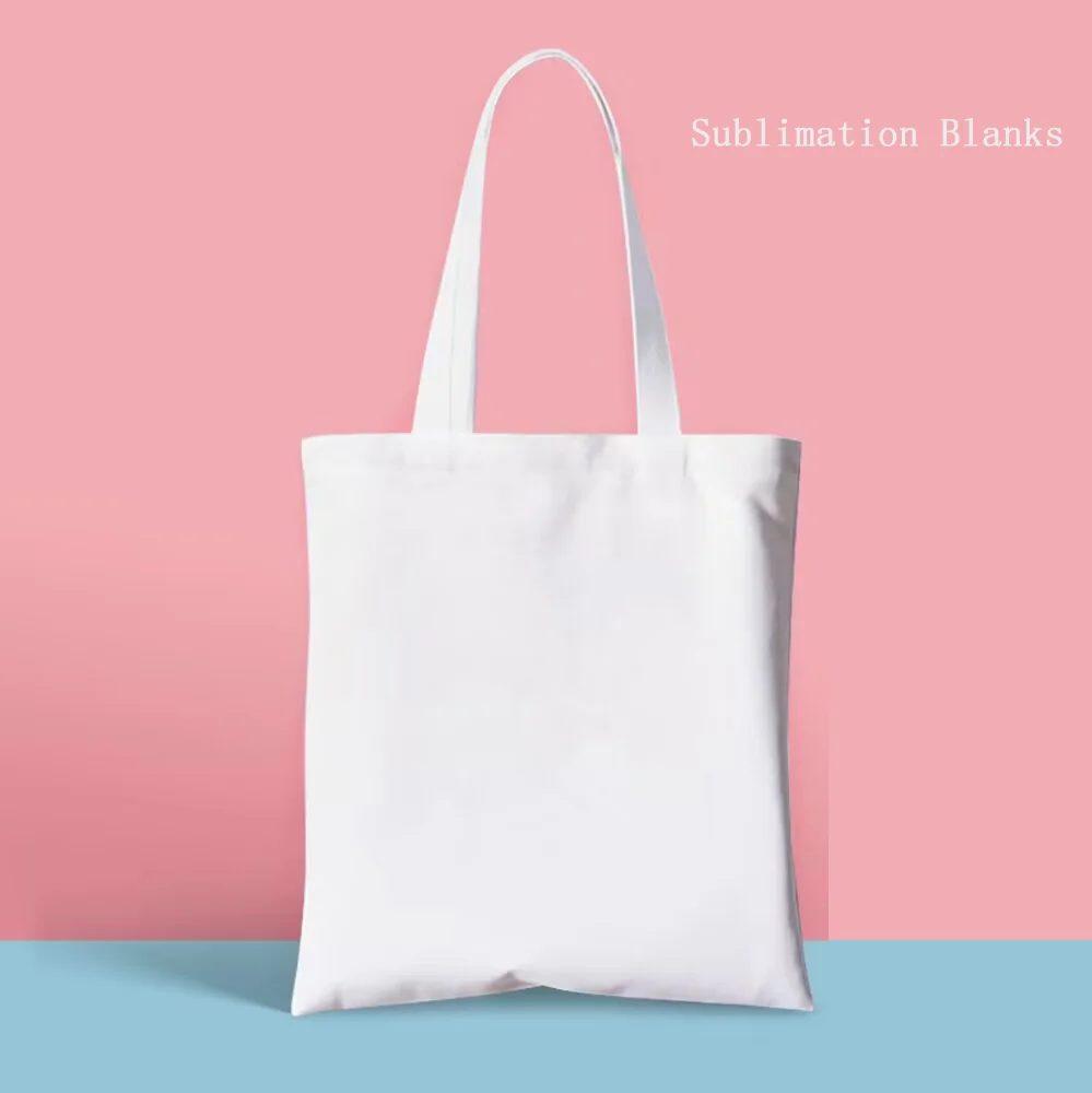 Bolso de hombro de lona en blanco para mujer, bolsa de compras de sublimación caliente, bolso de mano para mujer, regalo promocional para impresión de transferencia de calor