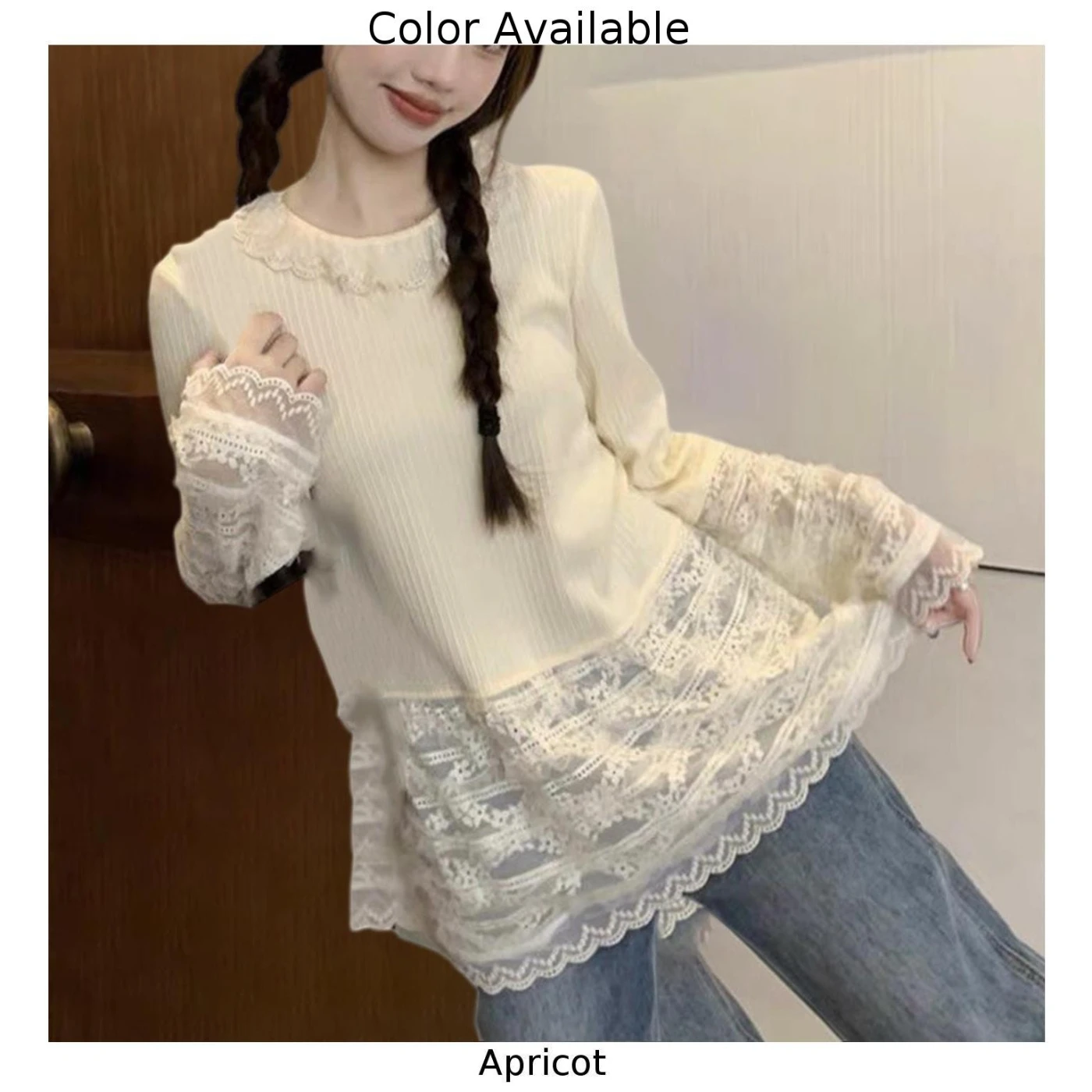 Fashionable Casual T Shirt Featuring Elegant Lace Stitching Suitable as an Everyday Essential in Your Wardrobe