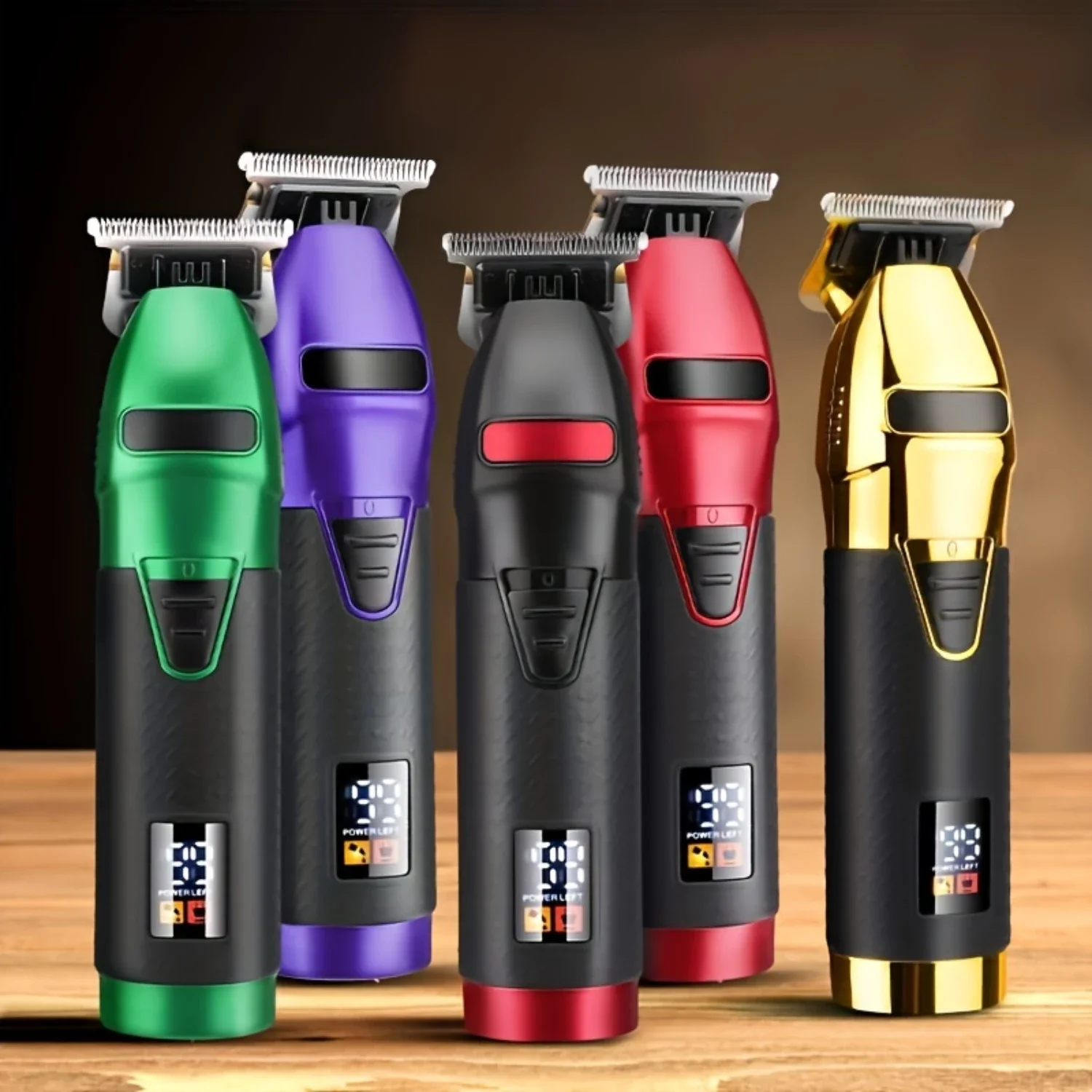 Silicone Non-slip Hair Clipper, High Power Digital Hair Trimmer with Oil Head Carving Display