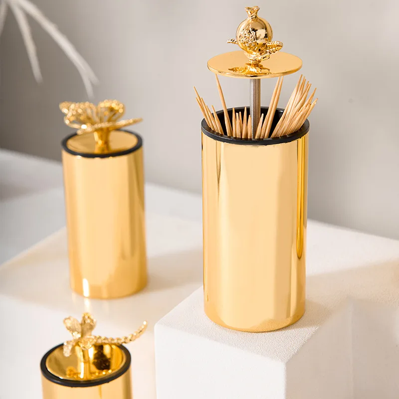 

High-End Light Luxury Gold Toothpick Holder Press Toothpick Dispenser, Animal Design Toothpick Box for Hotel & Home