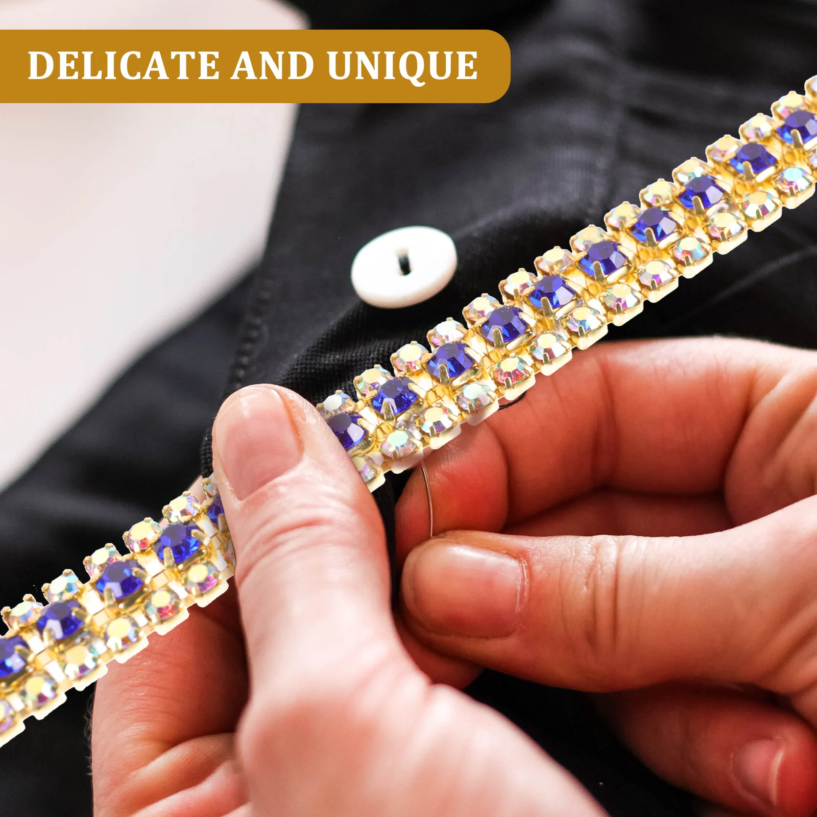 

3Pcs Rhinestone Chain Decorative Close Trim DIY Clothing Embellishment Suitable for Sewing Crafts Rhinestone Chain