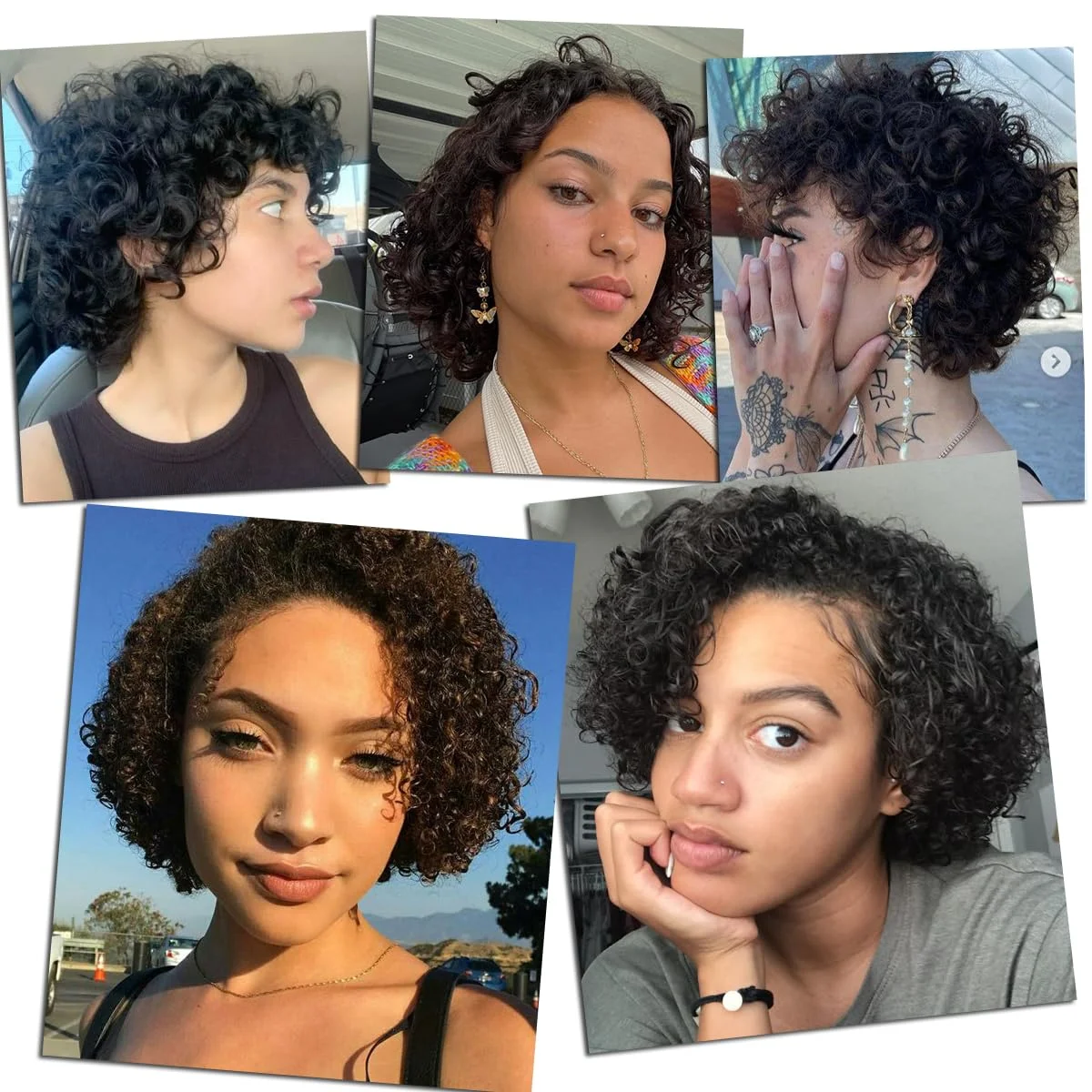 شعر مستعار بشري بقص عابث 6 بوصة، شعر بشري قصير مجعد 13 × 4 باروكات شعر بشري بدانتيل أمامي للنساء ذوات البشرة السمراء، لون أسود طبيعي متعدد الطبقات