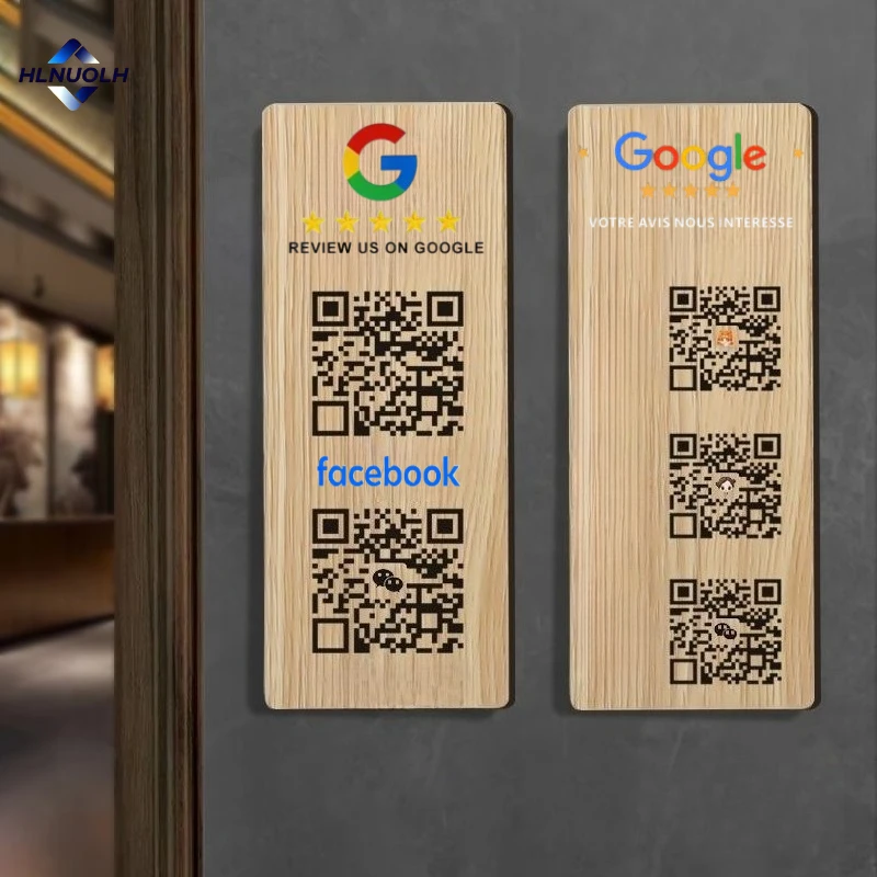 مراجعة مخصصة لنا على علامات مراجعة Google المخصصة مع علامة رمز الاستجابة السريعة لصالونات التجميل وديكور الأعمال الخشبية لمراجعة Google