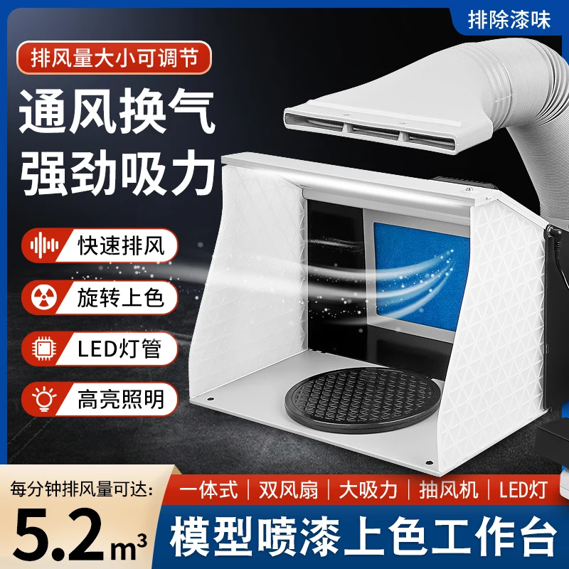Model painting and coloring workbench, turntable exhaust fan, exhaust fan figure spraying exhaust box