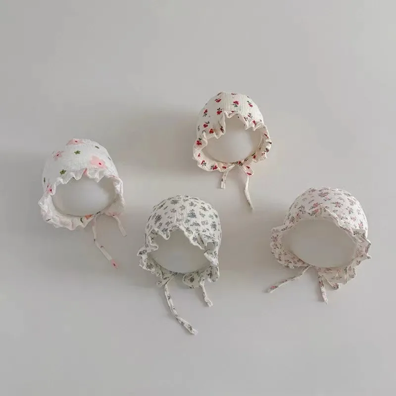2025 Summer New Baby Girl Sun Hat 0-12 Month Newborn Thin Brimmed Bonnet Cute Princess Style Sun Protection Pastel Color Caps