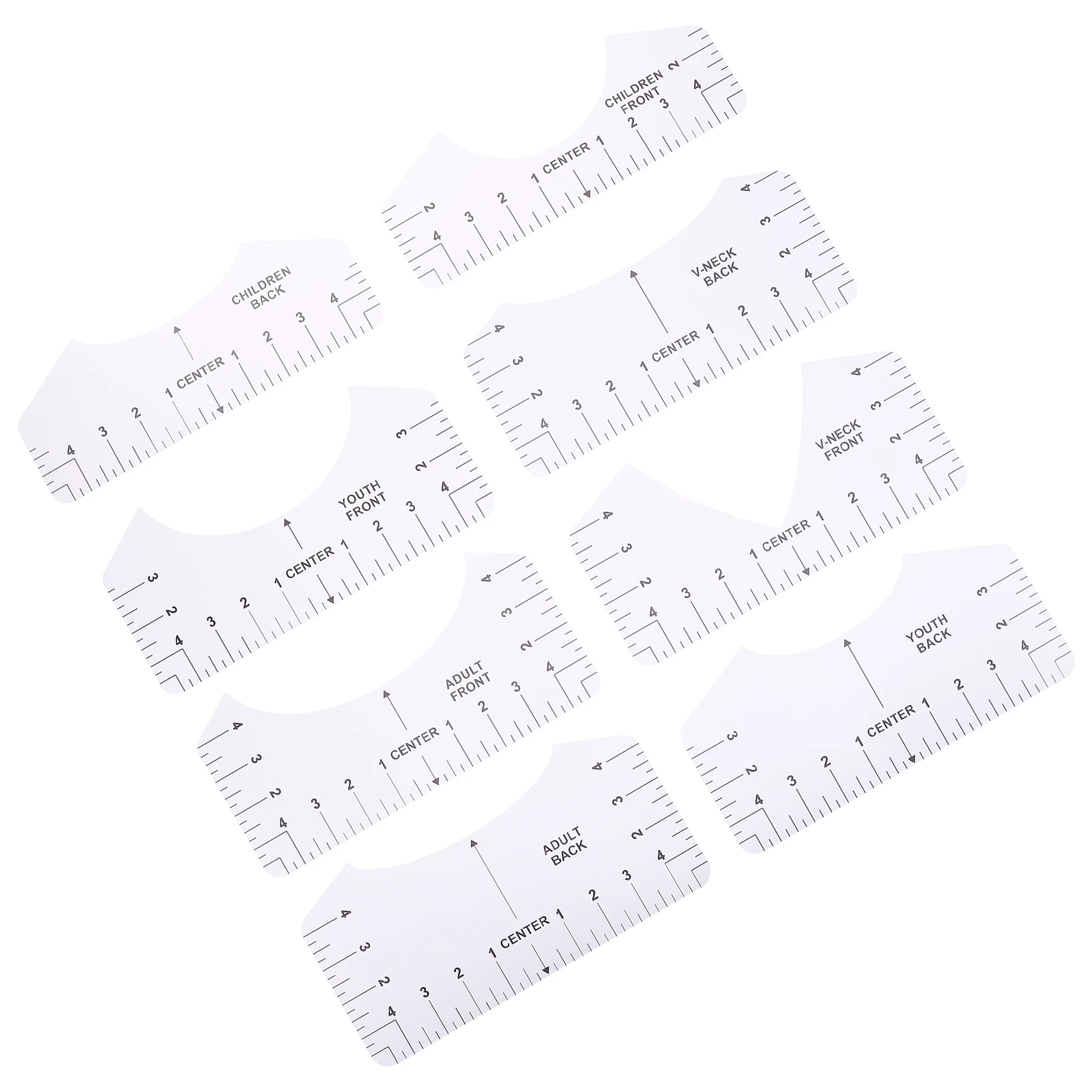 

8pcs T-Shirt Guide Ruler Measuring Tool Size Chart For Neck Alignment Diy Sewing Supplies Craft Ruler Tape Measure