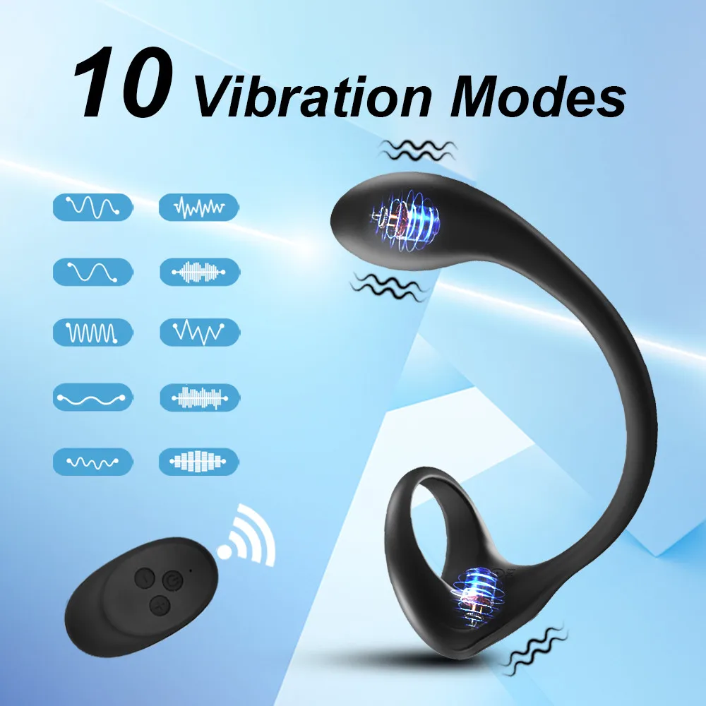 Vibrating Anal Plug Prostate Massager Vibrator Butt Stimulator Delay Ejaculation Cockring Masturbator for Men Penis Ring Sexshop