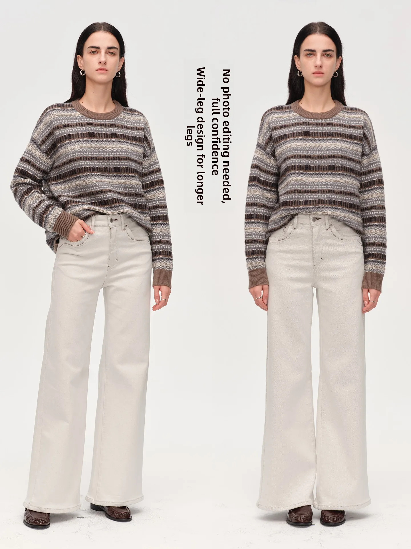 

Белые джинсы-клеш с подкладкой, женские, с высокой талией, стройнящие, джинсовые брюки в форме груши, повседневные, свободного кроя, из хлопковой ткани