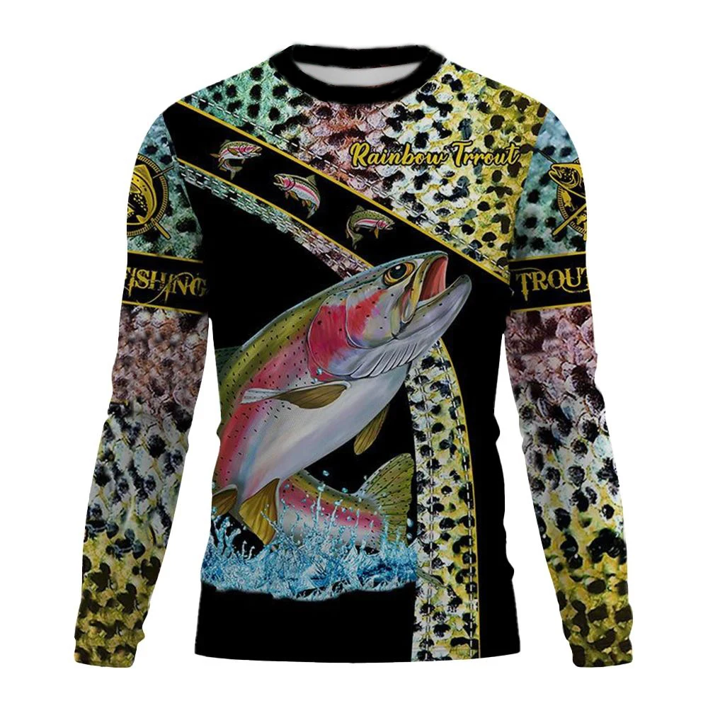 Fishing TShirt 3d Fish Print Long Sleeve T Shirt For Men Street O Neck Pullover Oversized Tee Shirt Man Fashion Kids Clothing