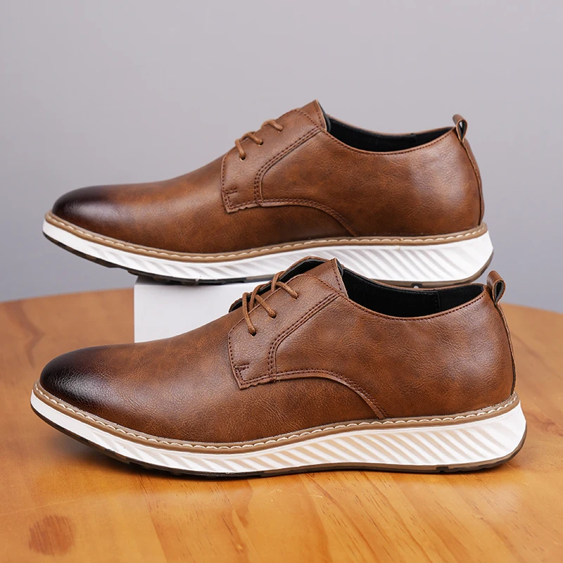 

Деловые модельные туфли, мужские деловые кожаные туфли для карьеры, классические коричневые рабочие офисные туфли, мужские брендовые итальянские оксфорды больших размеров