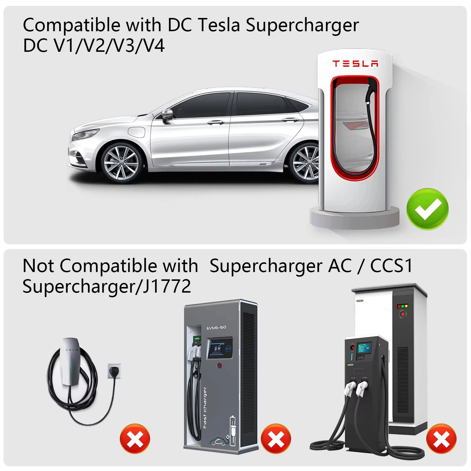 WUFE NACS to CCS1 Charging Adapter 2025 Upgraded Max 500A 250KW, Fit for Tesla to CCS Adapter Compatible with Tesla Supercharge