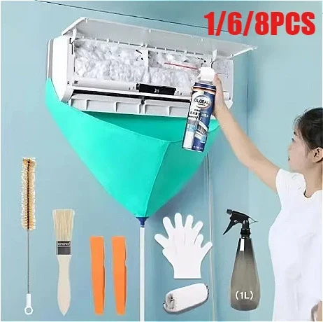Air Conditioner Cleaning Bag Kit Includes Dust Cover with Bag and Universal Cleaning Tool for Wall Mounted Air Conditioners
