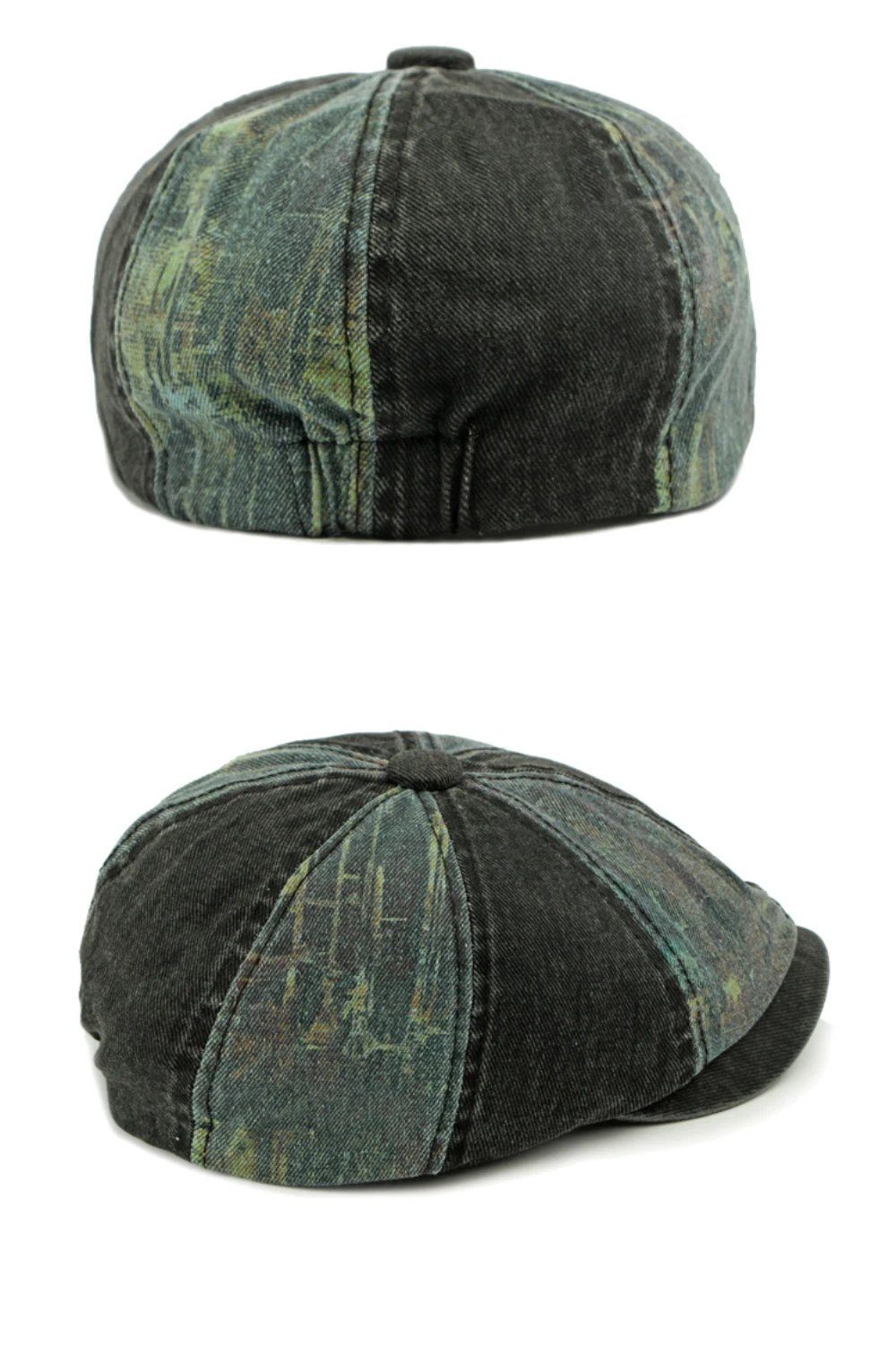 HT4789 Herren- und Damen-Baskenmützen, Neue Gewaschene Baumwoll-Flatcap, Unisex Achteckige Baskenmütze für Frühling, Sommer und Herbst, Patchwork-Baskenmütze – Detail 12