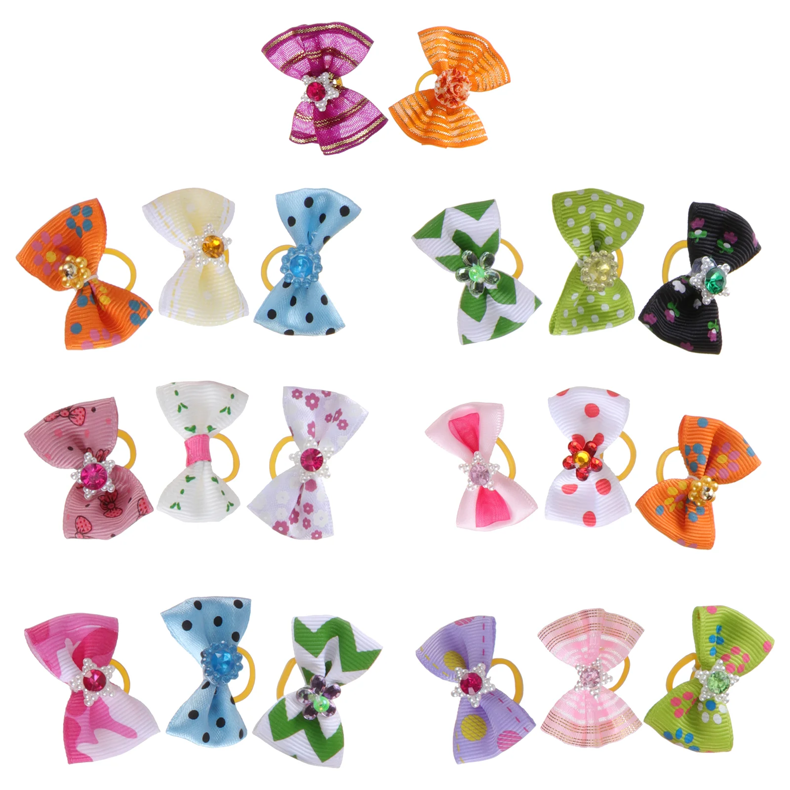 

20pcs Dog Hair Accessories Rhinestone Pearls Flowers Bows Topknot Headpiece for Pet Hair Decoration Pet Hair Bowknot