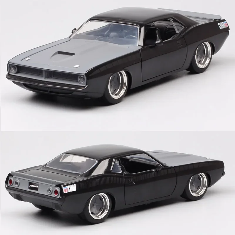 

Коллекционная модель гоночного автомобиля Jada 1:24 1973 Plymouth Barracuda, винтажная модель из металлического пони J18