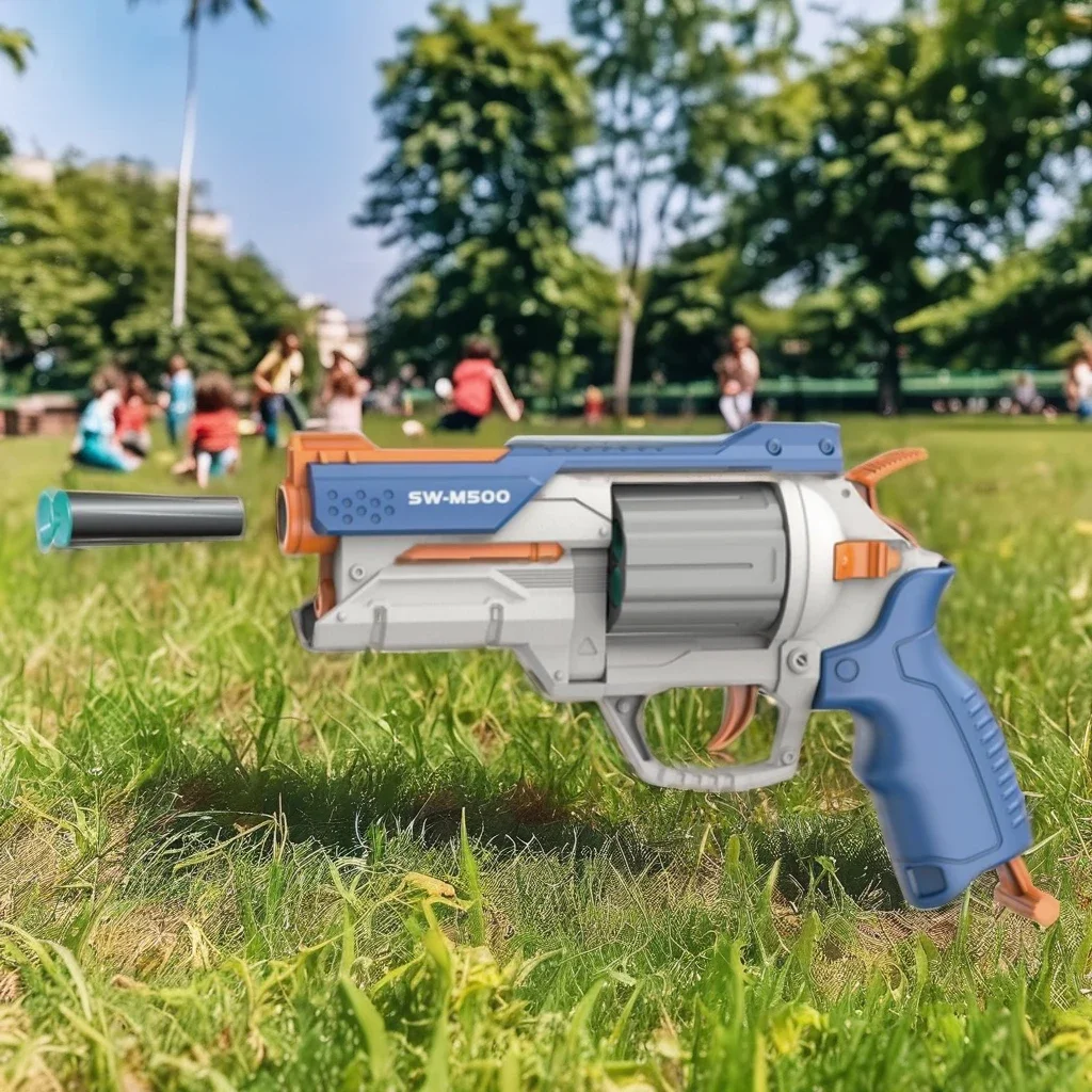 Nuevo juguete al aire libre, pistola blaster suave con 6 uds., dardos de repuesto de plástico, pistola de juguete de bala de espuma para niños, juguete de tiro