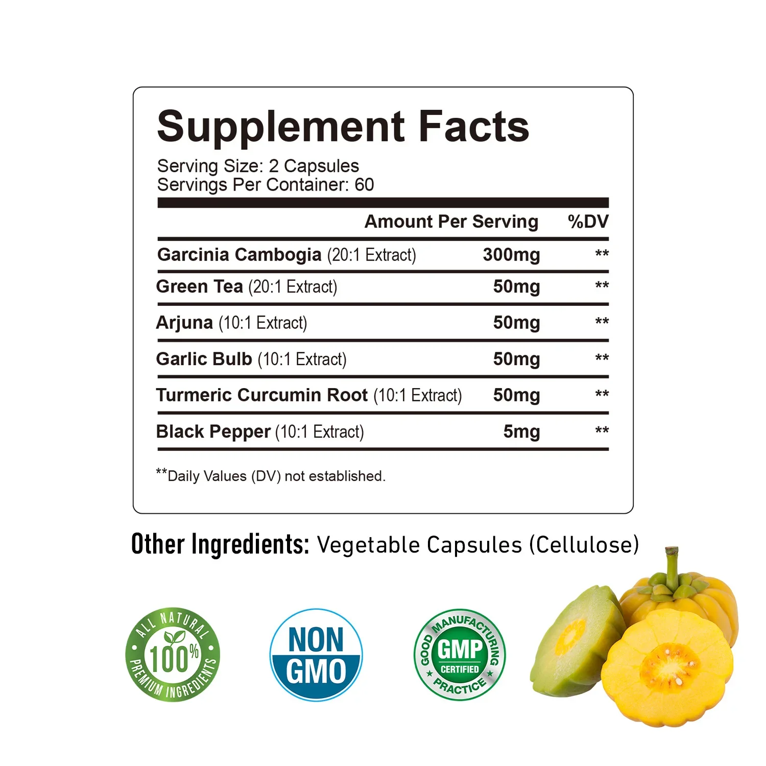 Garcinia Cambogia - Fat Burner, Detox, Appetite Suppressant, Skin Beauty, Energy Metabolism Supplement