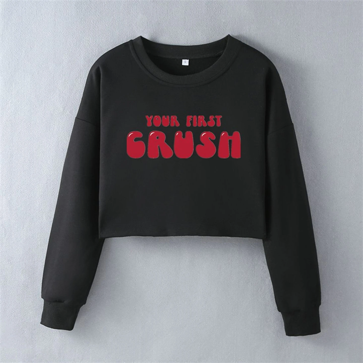 Faionable Felpa con stampa ort Top corto da donna Pullover Streetwear rotondo Ne Long Sve Vestibilità comoda e casual