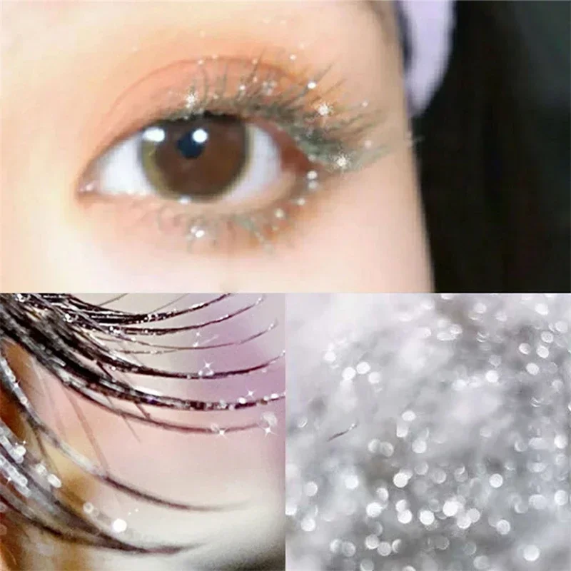 Heallor Diamant Glitter Mascara schnell trocknen Wasser tropfen Make-up lang anhaltende wasserdichte Curling dicke glänzende Wimpern Mascara Schimmer