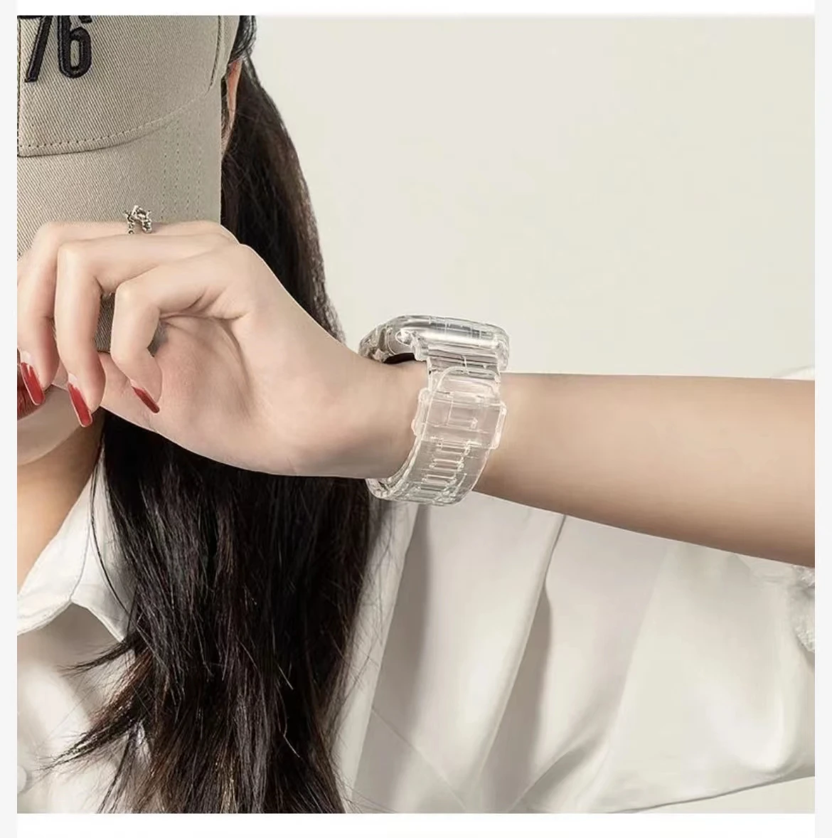 เหมาะสำหรับสายคาด Apple Watch นาฬิกาข้อมือทรงสปอร์ตใสอัลตร้า49มม. SE สายรัดข้อมือที่เรียบง่าย iWatch 8 7 6 45/44/42/41mm