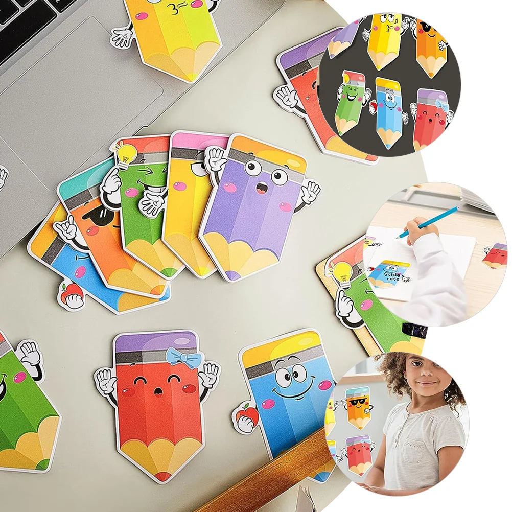 6 Books Portable Memo Pads Stickers Compact Pencil Pattern Note Household Cartoon Cute Tearable Paper