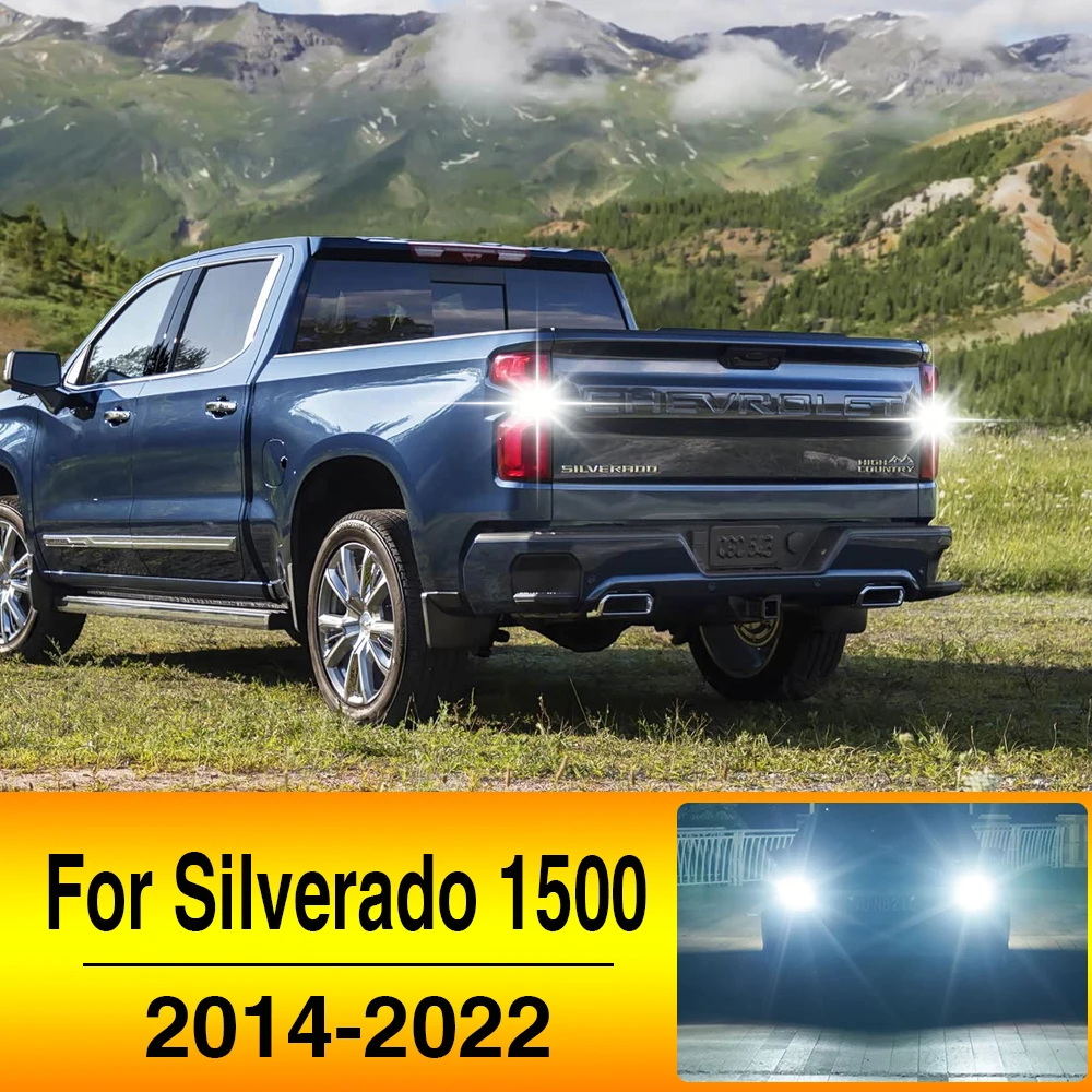 2Pcs LED Reverse Backup Light Bulbs 6000K White For Chevrolet Chevy Silverado 1500 2014-2022 2015 2016 2017 2018 2019 2020