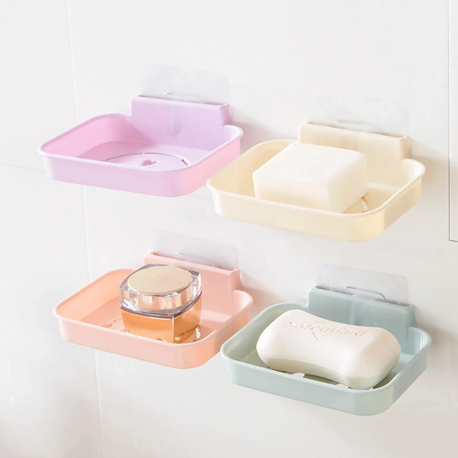 Creative Soap Holder Seamless Trace Wall-Mounted Self-adhesive Hollow Smile Face Drainage Soap Dish Tray Bathroom Product