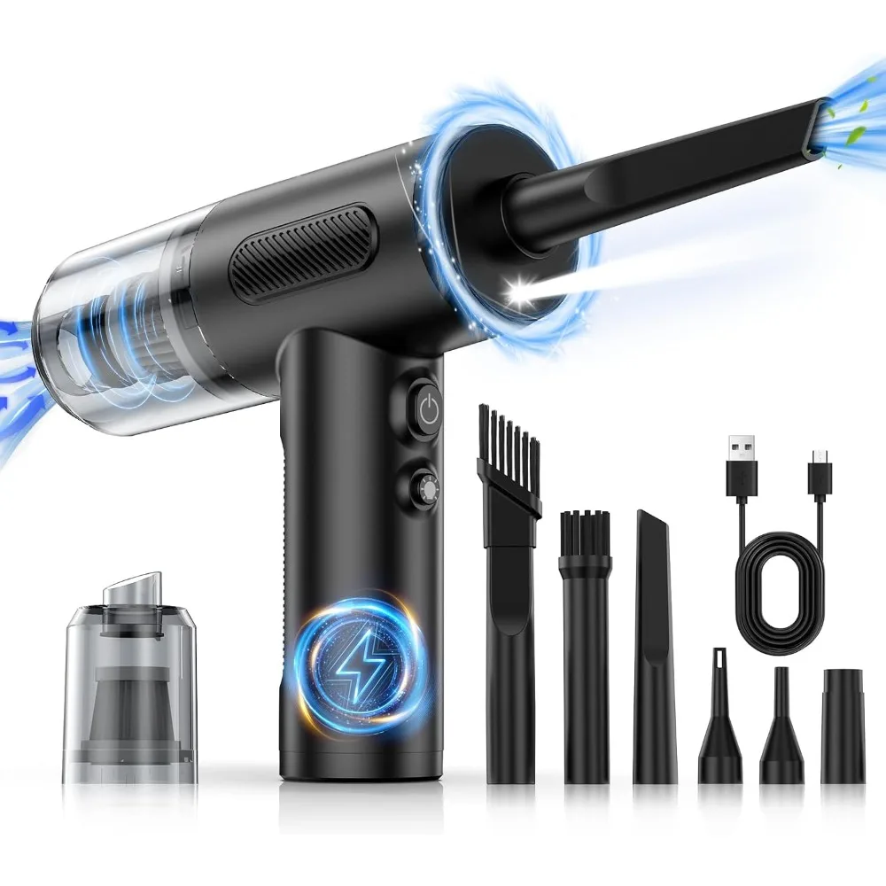

Compressed Air Duster, 100000RPM Handheld Car Vacuum/Air Blower& Pump, 3 Gear Adjustable Electric Air Duster/Car Vacuum Cleaner,