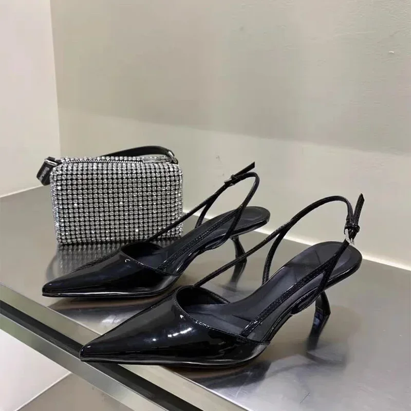 Women Pointed Toe High Heels Shoes Sandals 2024 Dress Party Fashion Summer Slippers New Flip Flops Pumps Mujer Zapatos Slides