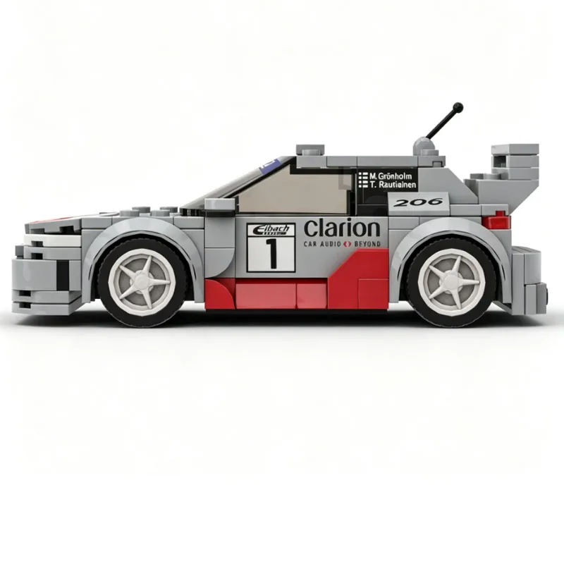 Vintage Rally Race Car Building Blocks Model, Classic Racing Vehicle DIY Assembly Bricks Toy Collectible Ornament