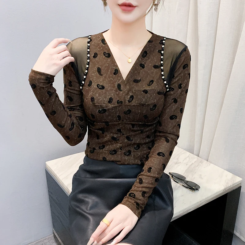 

Новинка,Европейская,Одежда,Футболка,Сексуальная,В-образный вырез,Жаккардовое плетение,Блестящая,Фировка,Женские, Топы,Длинный рукав,Пэчворк,Сетка,Флоки,Тюльники 59072