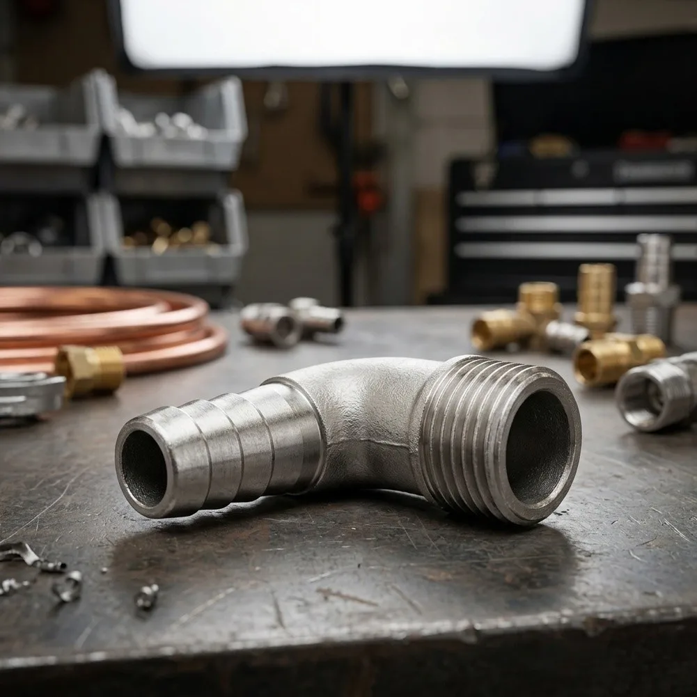 90 Deg Stainless Steel Elbow Fitting for Hose Lines Temperature Range 40 160 F Low Magnetic Permeability Material