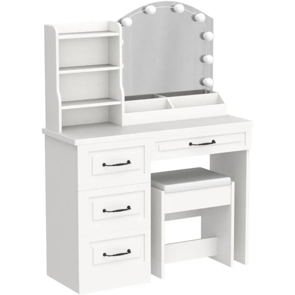 Dressing table with light and 4 drawers white dressing  set dressing batch storage 3 lighting colors Dressers 2 specifications