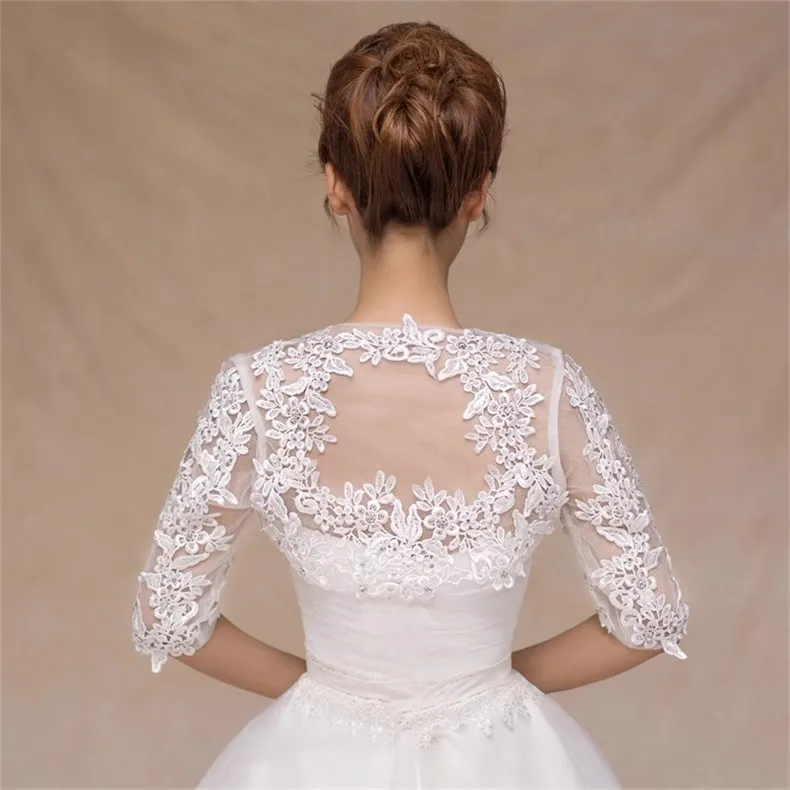 

ww27 Wedding Lace Splicing Toast Shawl Shoulder Short Sleeve Dress Thin Embroidered Shawl Lace