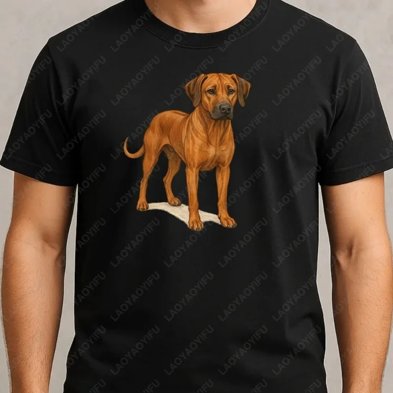 

Men Women Rhodesian Ridgeback Motif Cotton TShirt Simple Casual Print All Match Tops Creative Popular Kawaii Clothing Tees Gift