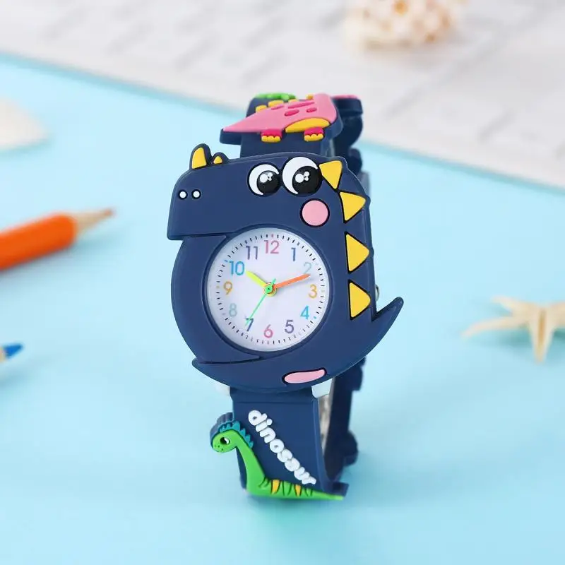 Fashionable boy gift cute cartoon 3D stereoscopic Jurassic dinosaur pattern quartz watch