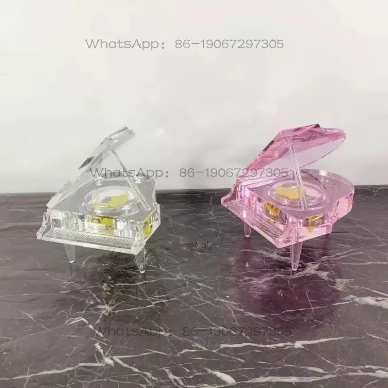 Modern Simple Crystal Glass Piano Music Box Ornament Hotel Clubhouse Soft Decoration