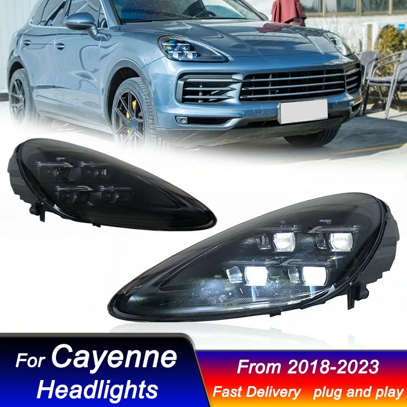 

Стайлинг автомобиля фары для Porsche Cayenne 9Y0 2018-2023 новый стиль полностью светодиодный DRL динамический сигнальный фонарь переднего света в сборе