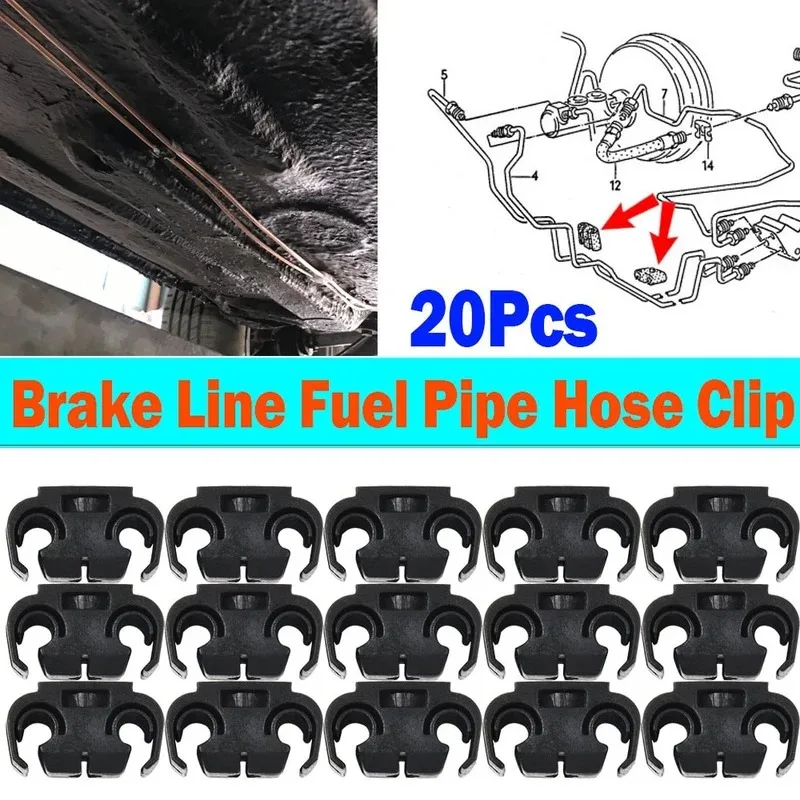 20PCS Car Brake Line Brackets Brake Pipe Dual Clips Pipeline Retention Clip For VW Passat Golf MK2 MK3 MK4 Jetta Bora 811611797