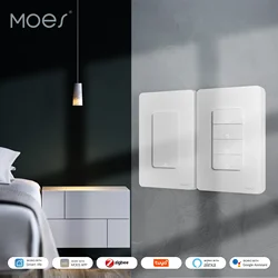 MOES Tuya ZigBee Smart Light Switch US Push Button Wall Switch Work With Alexa Google Home Neutral Wire/No Neutral Wire Required