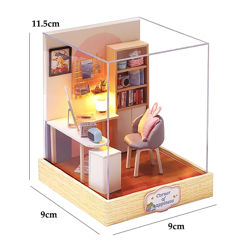DIY miniatuur poppenhuis 3D puzzel klein huis assemblage gebouw model kit speelgoed huis met meubels verlichting houten ambachten geschenken