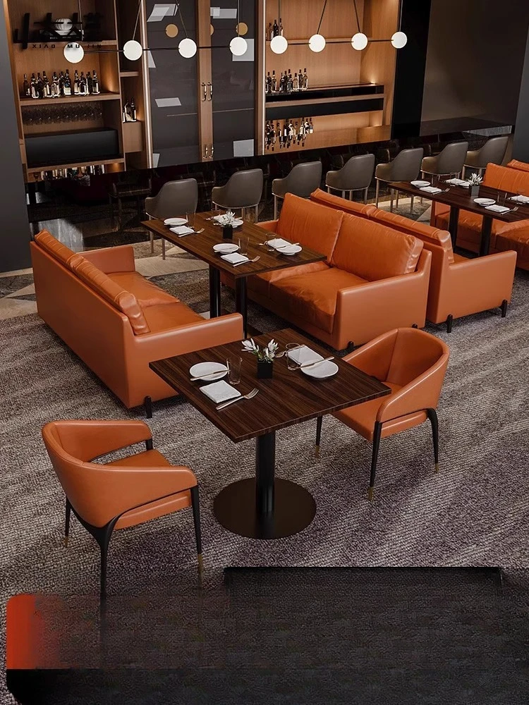 

Hotel lobby commercial restaurant dining table and chair combination cafe club music bar leisure sofa table and chair