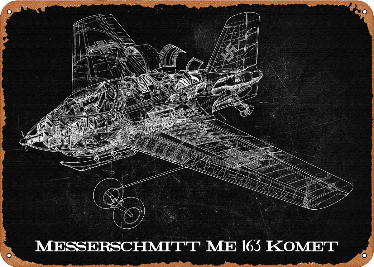 Messerschmitt Me 163 Komet 2# Metal Tin Sign Wall Decor Man Cave Military Fan Gift Home Bar Pub Decorative Military Posters 12x