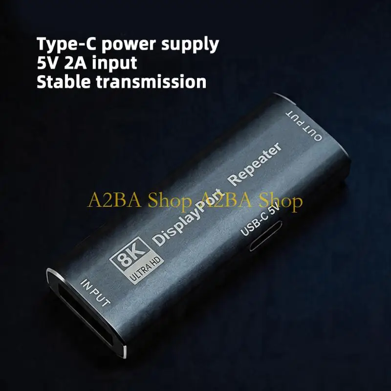 A2BA 8K DisplayPort Repeaters Boosters With 20M Extension Aluminum Housing