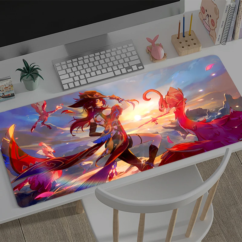 Large Mouse pad Genshin Impact Chasca game player keyboard pad non-slip office study desk mat floor mat coaster PC game Mousepad