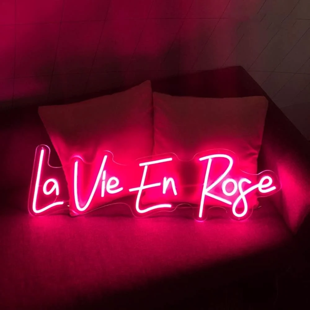 La vie en rose Neon LED Signs USB Powered Acrylic Light For Wall Decor Valentine's Day Dating Private Party Company Atmosphere