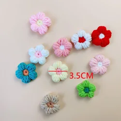 10PCS Handmade wool crochet small flower brooch headdress shoe flower clothes decoration flower scarf hat jumper ornament