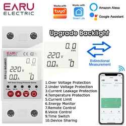 Tuya Smart WiFi Bidirectional Energy Meter Power kWh Meter Earth Leakage Over Under Voltage Protector Timer Relay Switch Breaker