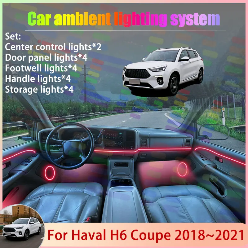 

For Haval H6 Coupe 2018~2021 2019 2020 MK2 2/18 in 1 Car Atmosphere Light Lamp RGB Shade Ensemble Streamer Atmosphere Set Auto